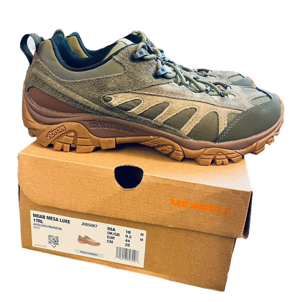 Merrell Mens Size 10 MOAB Mesa Luxe 1TRL Avocado Lace Up Hiking Trail Sneakers